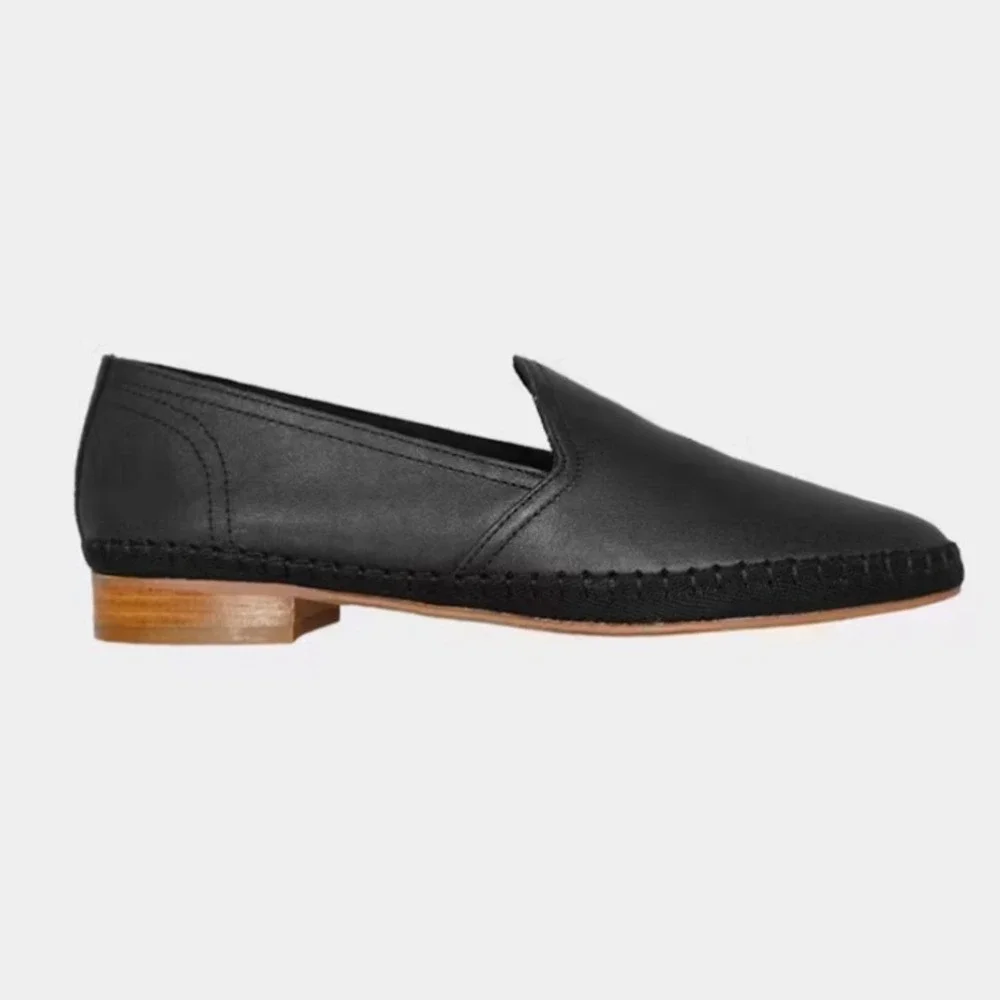 Soludos Vintage Y2K Venetian Black Leather Loafers Women's Size 9